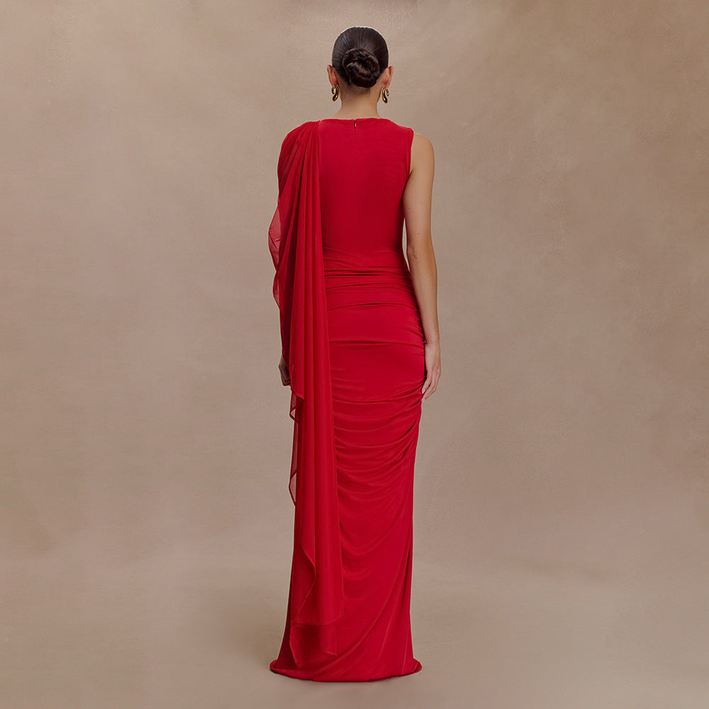 Red Monsoon Drape Gown
