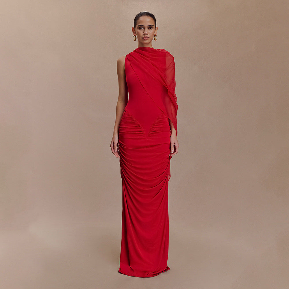 Red Monsoon Drape Gown