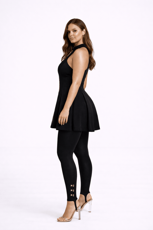 Zipped in Gold Mini Dress - blossombaduk