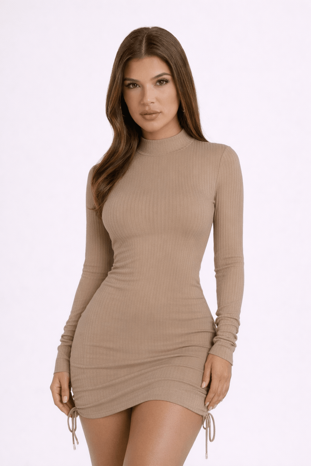 Sand casual drawstring dress - blossombaduk