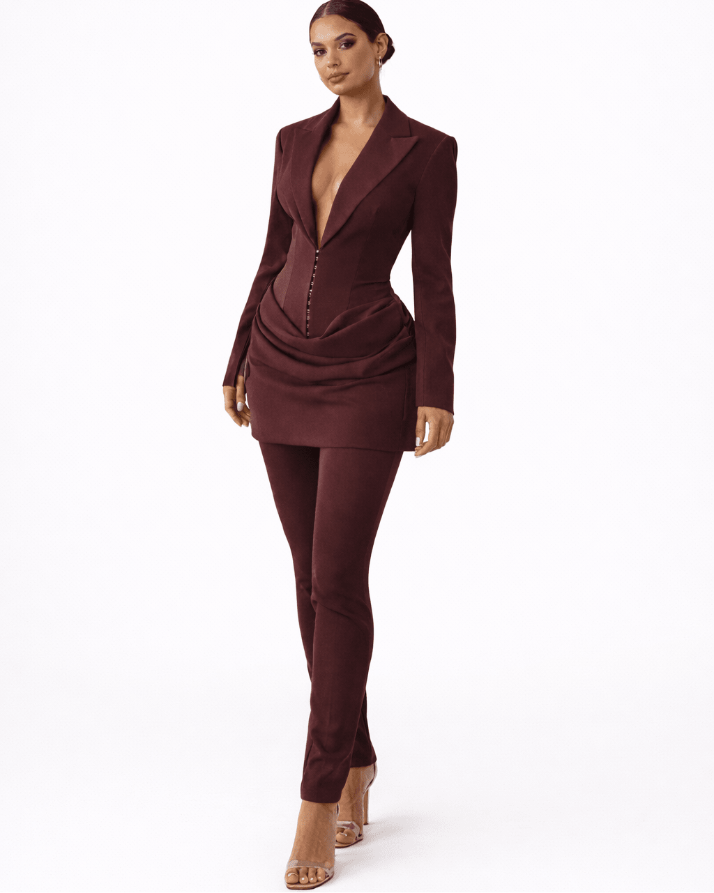 Lisa Raye Plum Tailored Blazer Mini Dres - blossombaduk