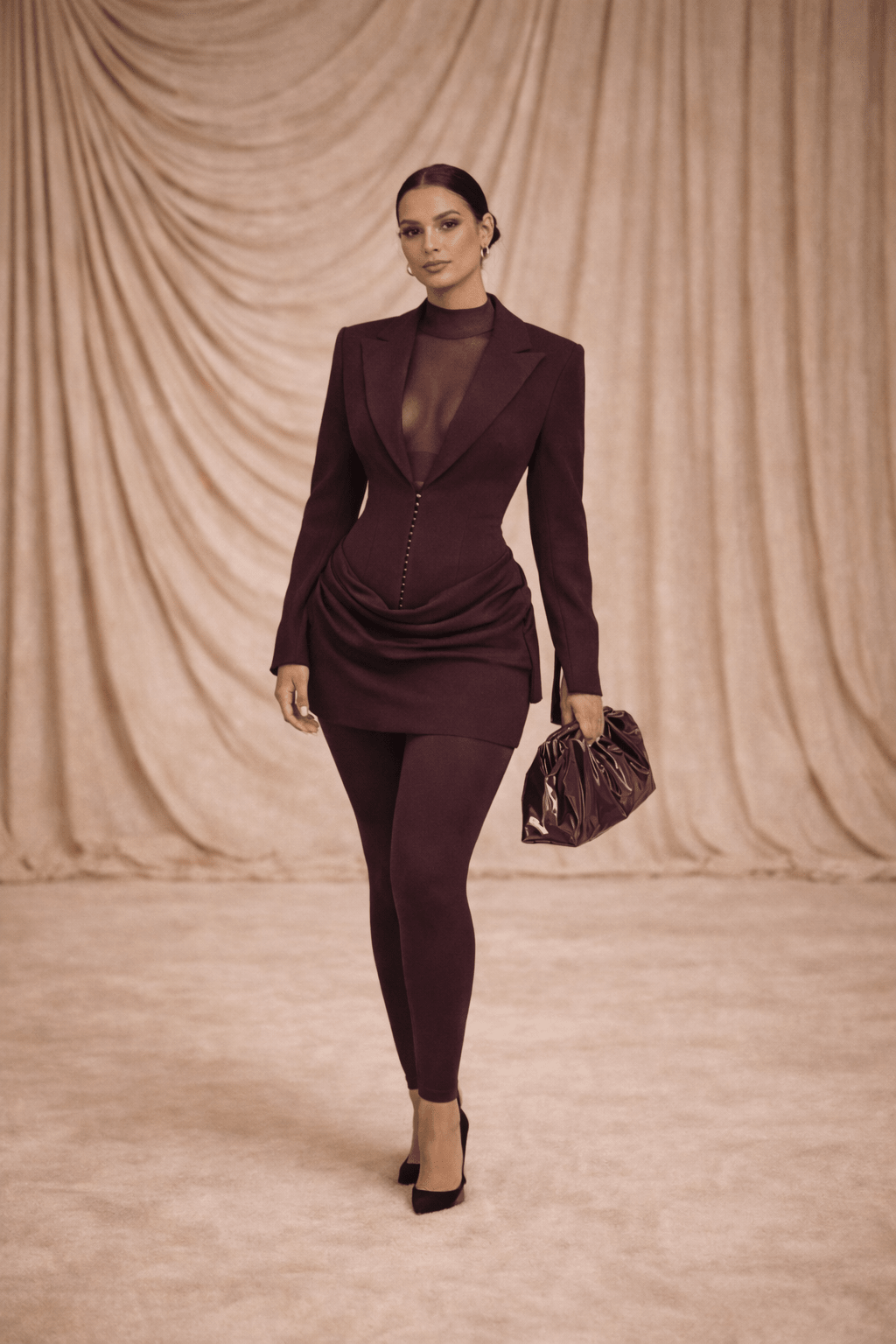 Lisa Raye Plum Tailored Blazer Mini Dres - blossombaduk