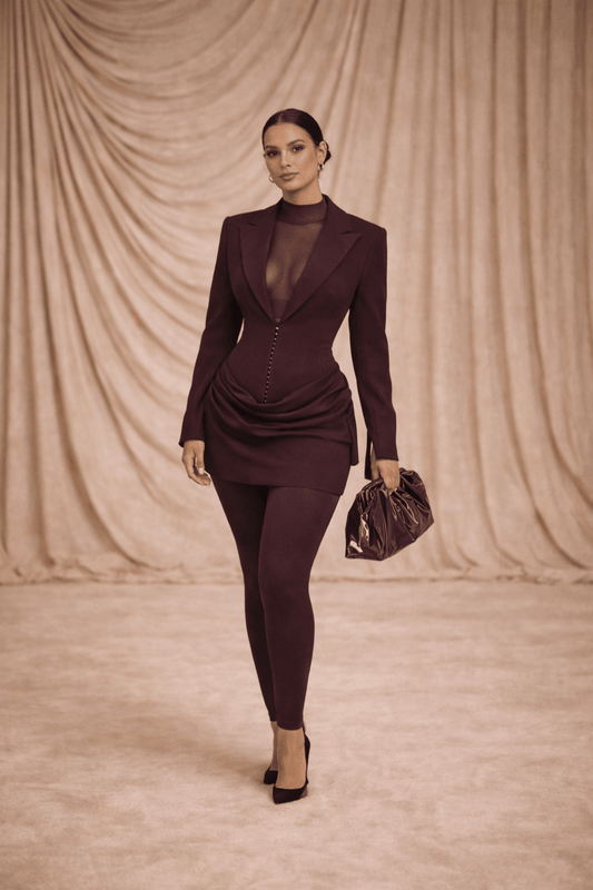 Lisa Raye Plum Tailored Blazer Mini Dres - blossombaduk