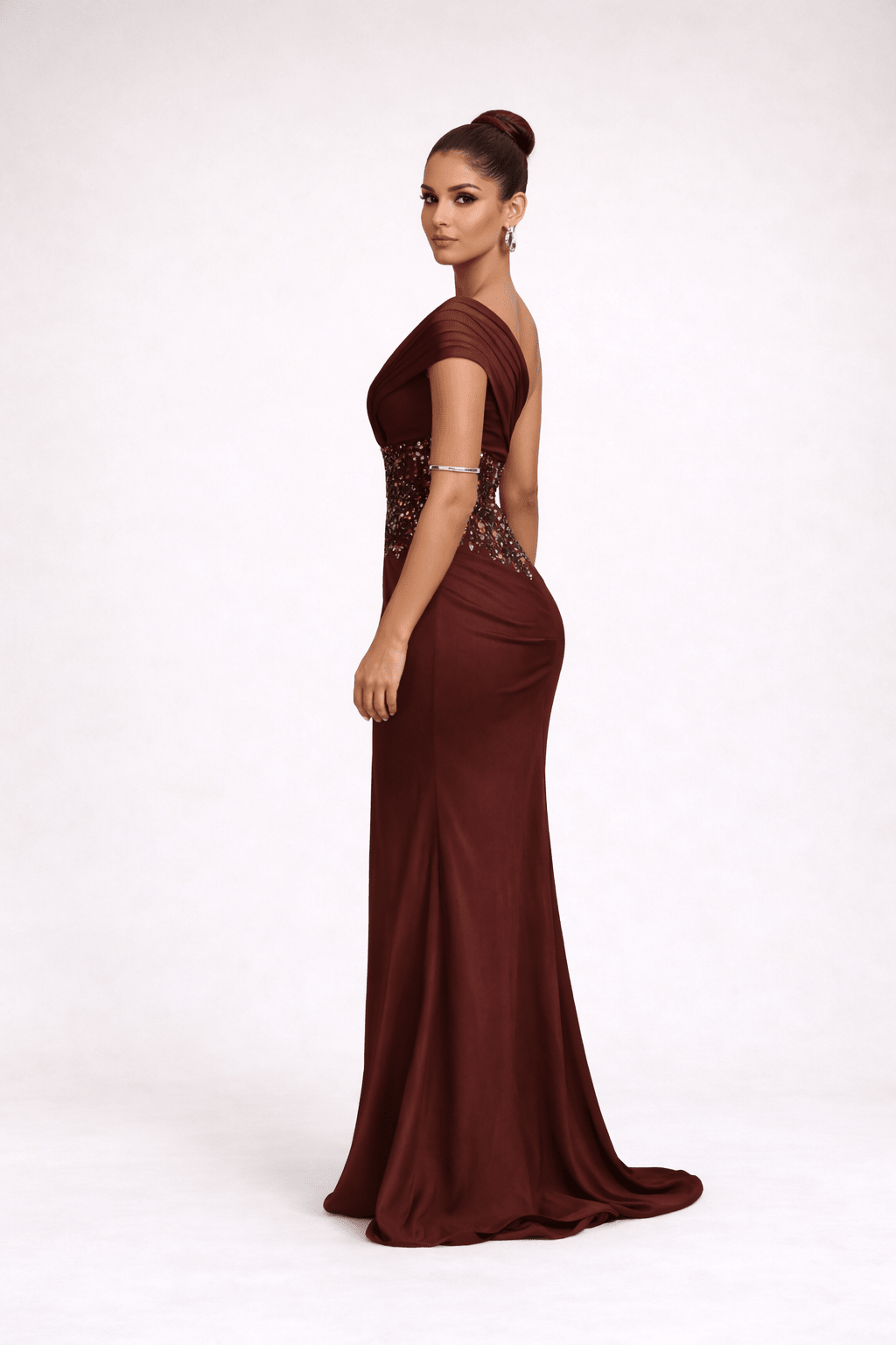 Rowland One - Shoulder Embellished Corset Maxi Gow - blossombaduk