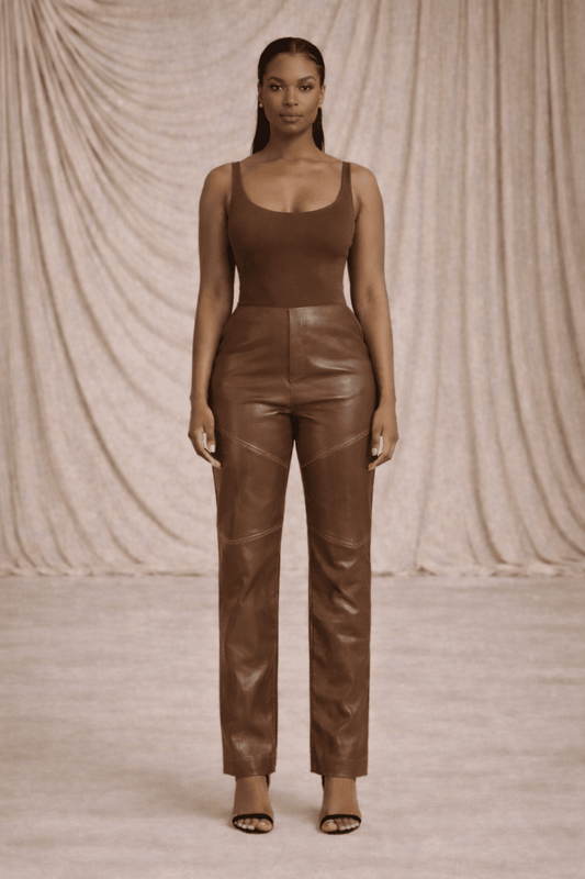 Leather PU High Waist Pants - blossombaduk