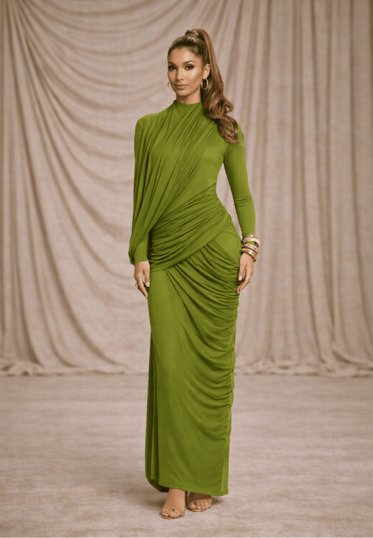 Aurelia Draped Column Gown - blossombaduk