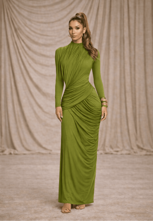 Aurelia Draped Column Gown - blossombaduk