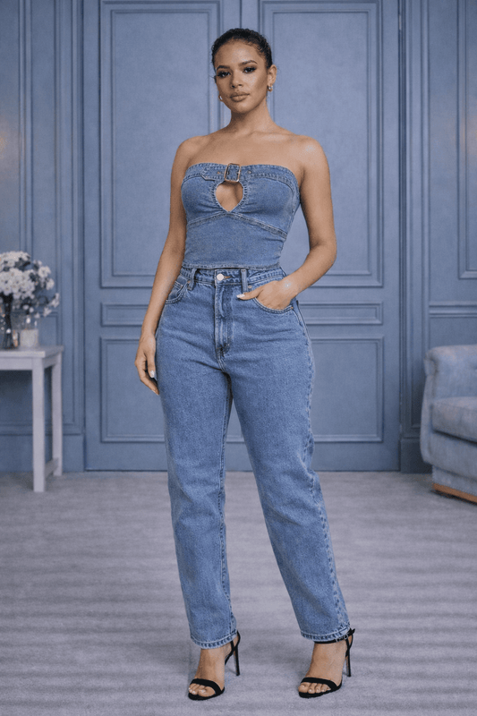Denim Buckle Tube - blossombaduk