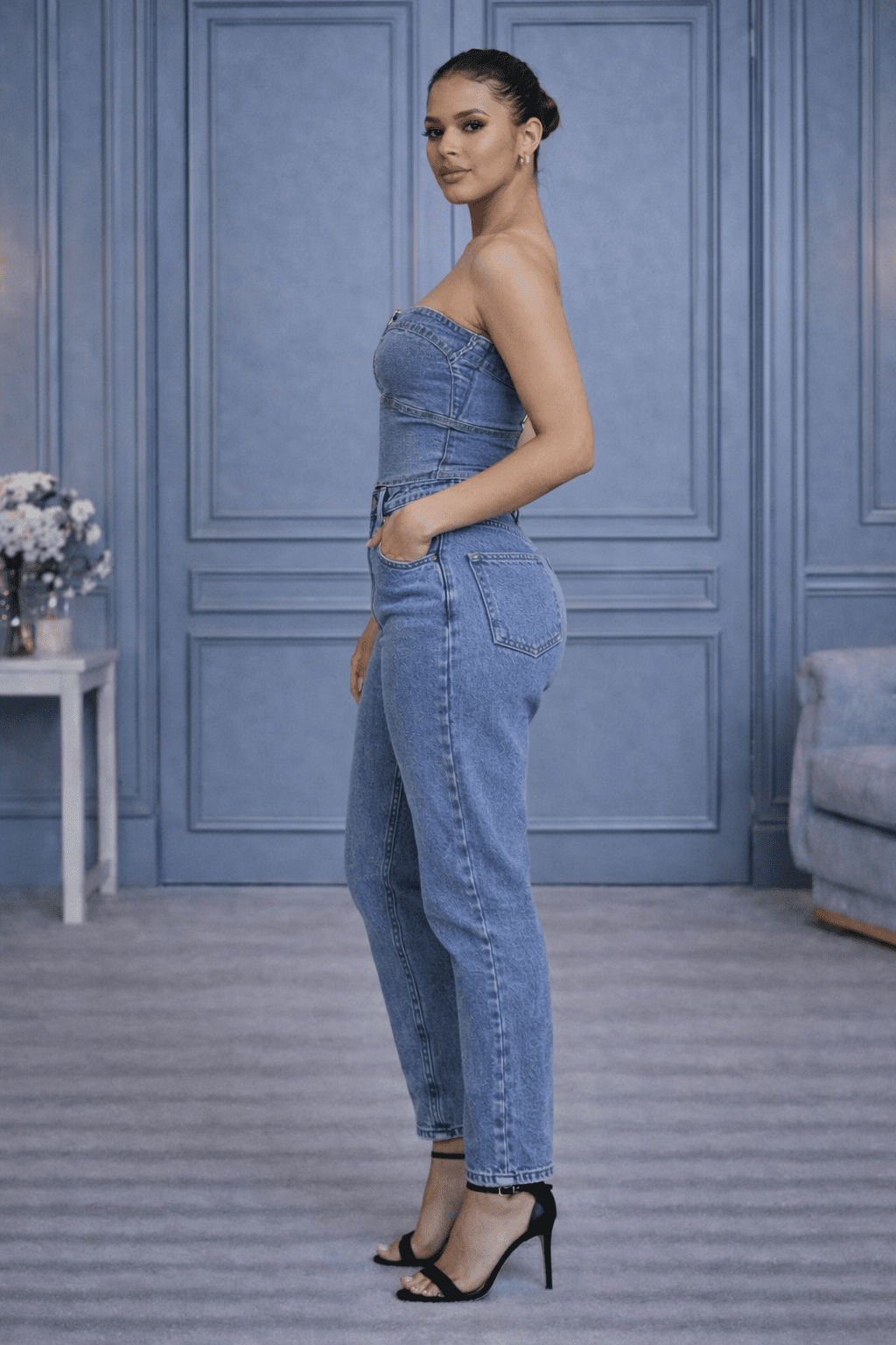 Denim Buckle Tube - blossombaduk