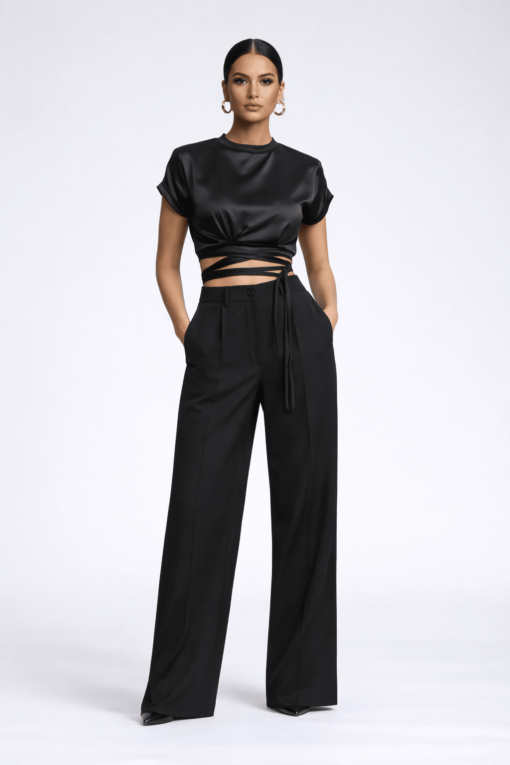 Satin crop waist wrap - blossombaduk