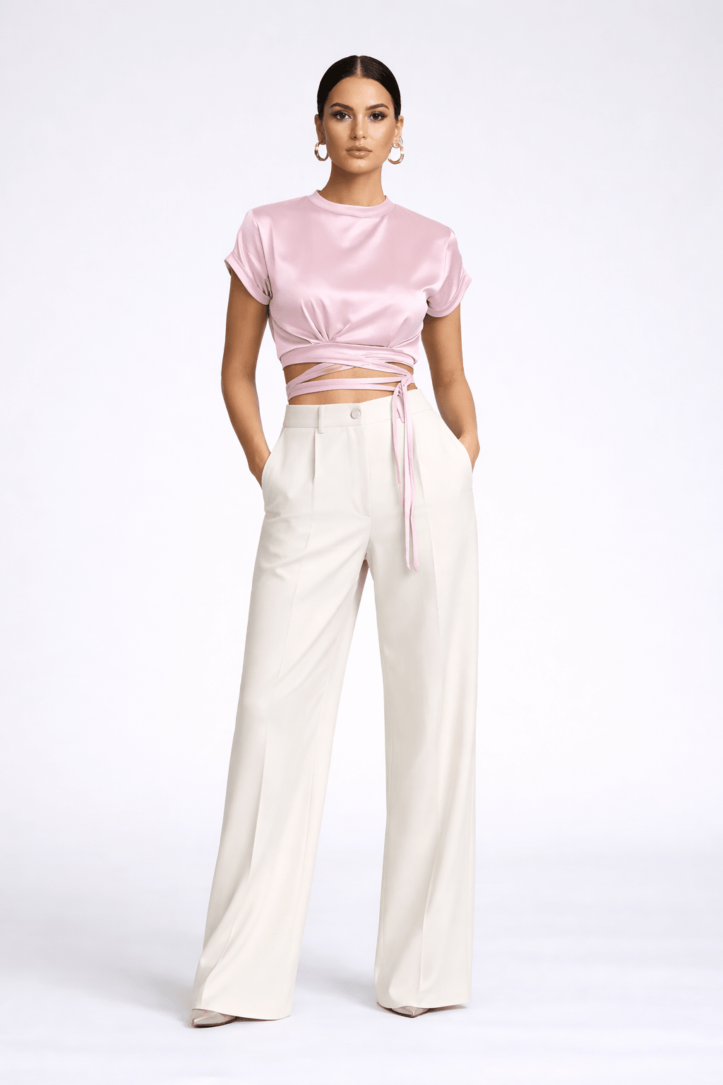 Satin crop waist wrap - blossombaduk