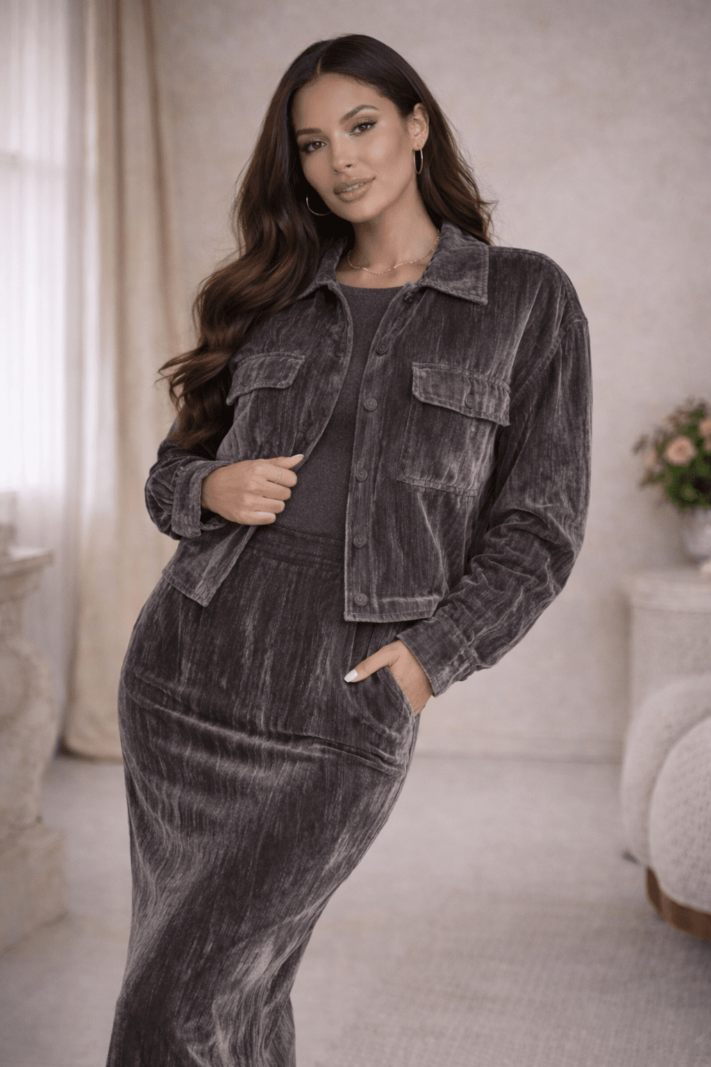 Velvet Greyline Top - blossombaduk