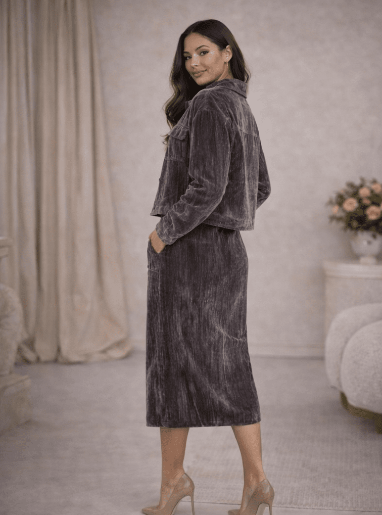 Velvet Grey Line Skirt - blossombaduk