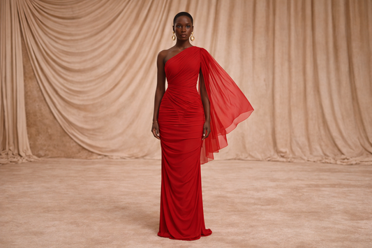 Red Monsoon Drape Gown