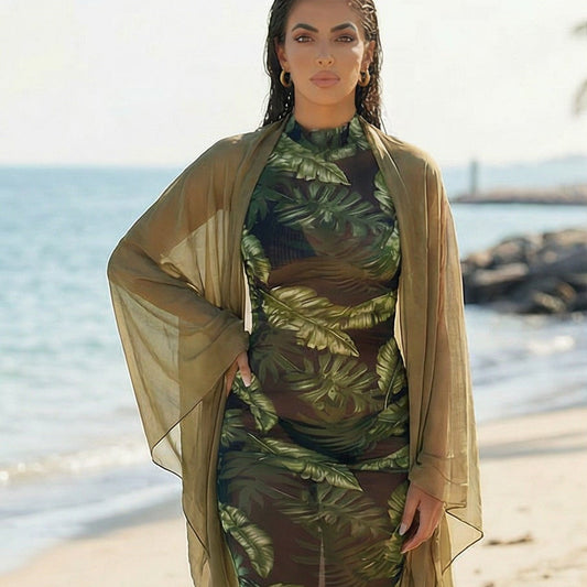 Leafy Mesh Summer Maxi