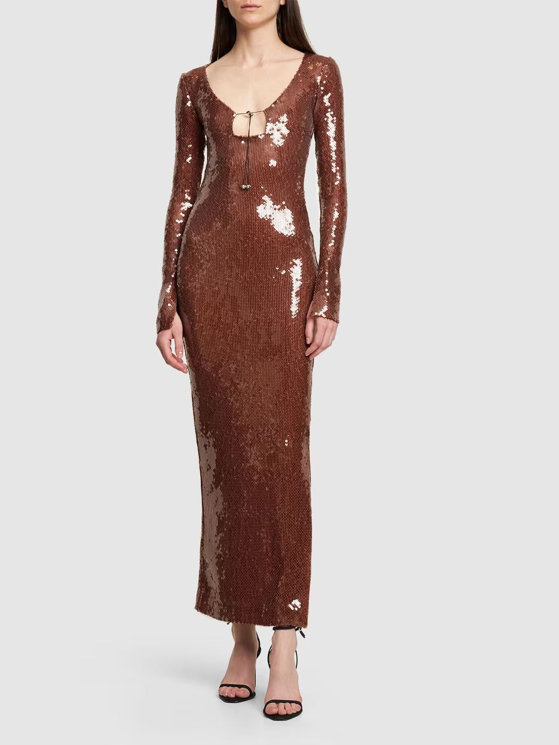 Elegant chocolate brown maxi dress for women, Choc Max Dress in chocolate brown