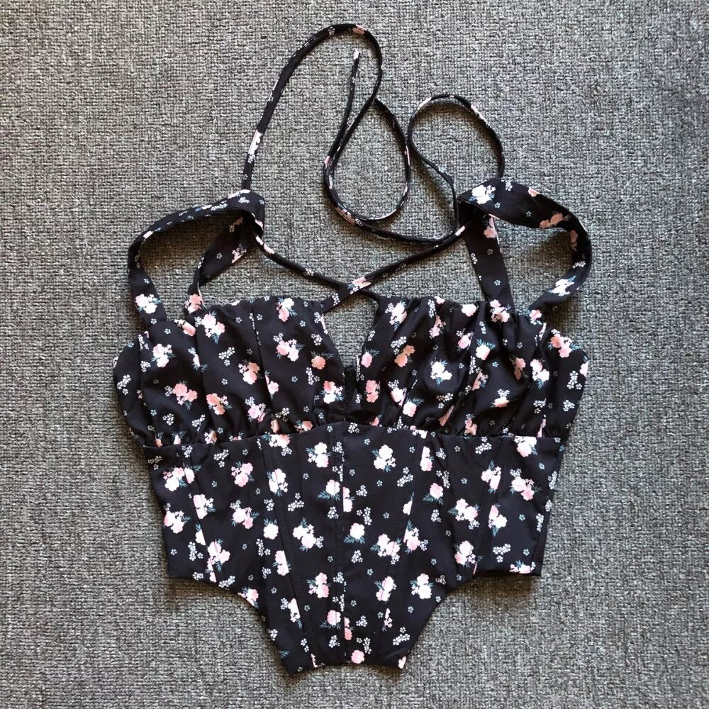 Floral corset style top - blossombaduk