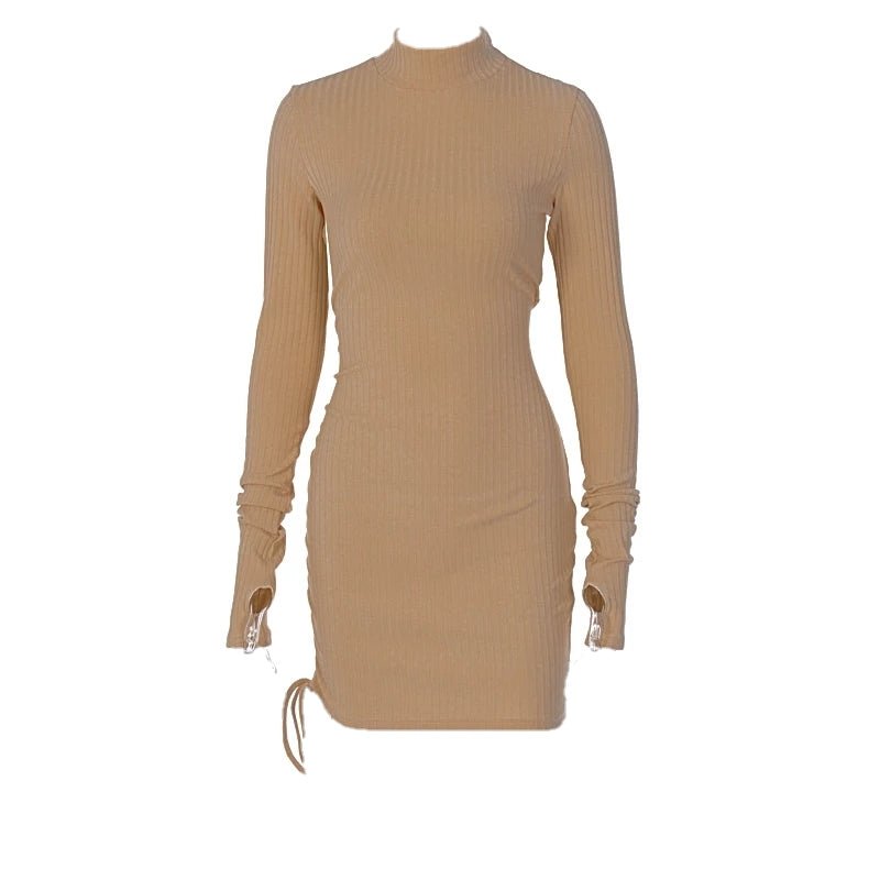 Sand casual drawstring dress - blossombaduk