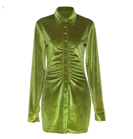 Spring velvet Green Dress