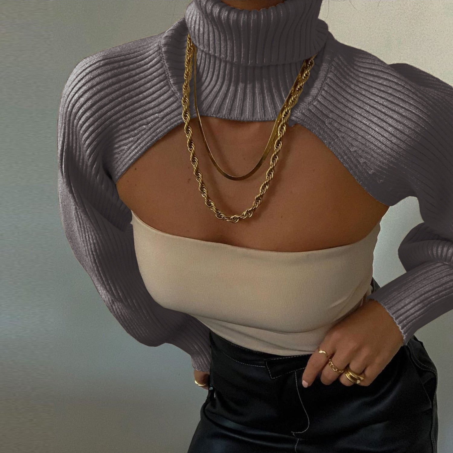 Knitted Crop Out Turtleneck